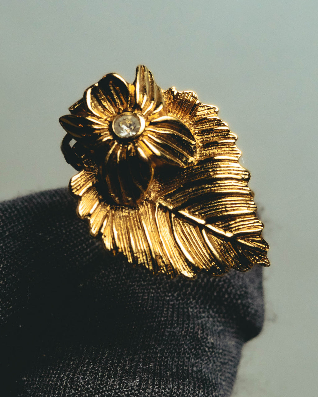 "Christian Dior" 70's-80's Sculptural botanical clip-on earrings