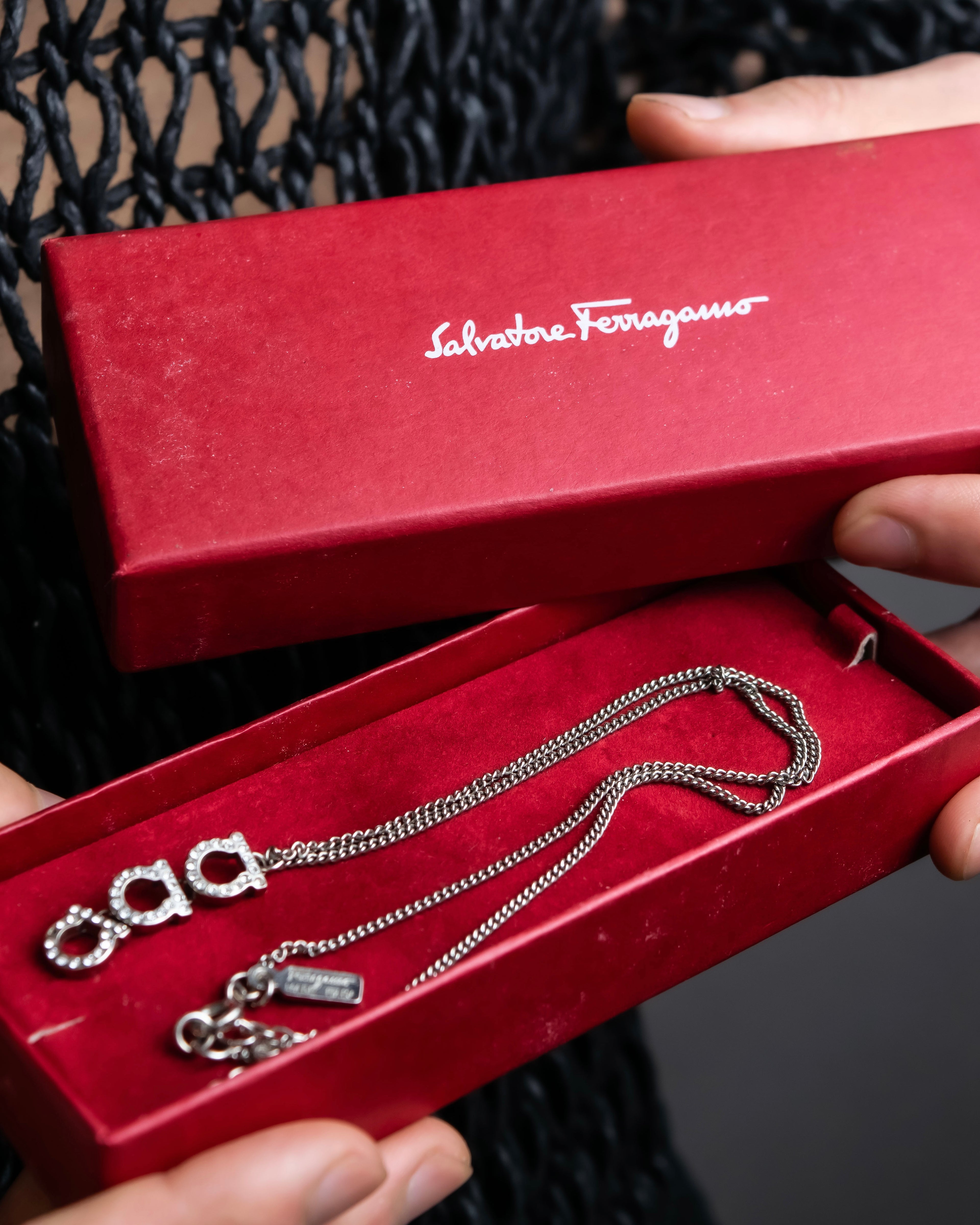 "Salvatore Ferragamo" Gancini pendant silver necklace