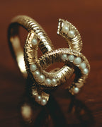 –SPECIAL– "CHANEL" Sculptural pearl double c costume ring