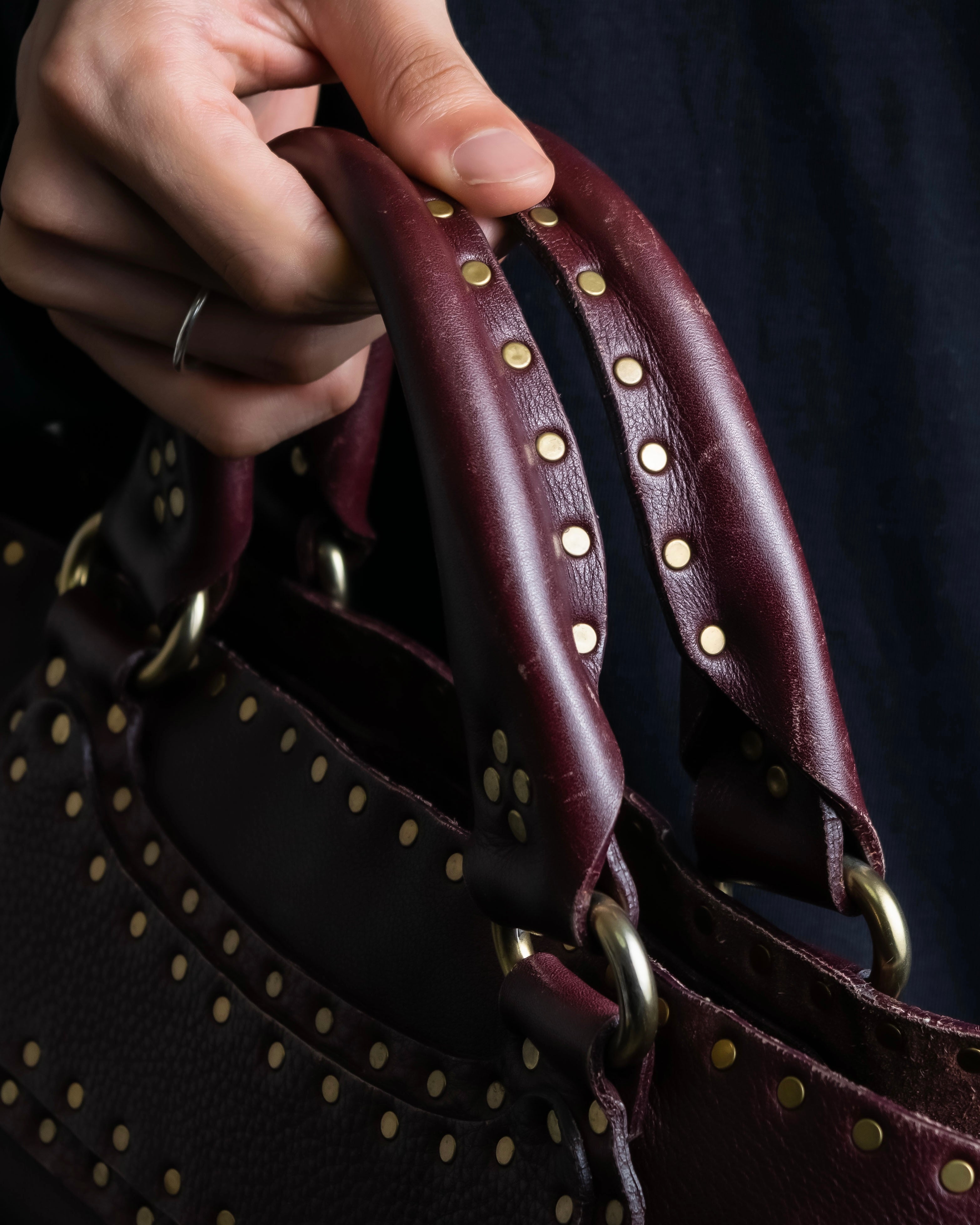 "CELINE" Stud design bordeaux color boogie bag