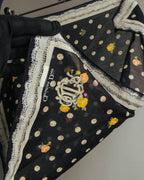 “Christian Dior” 90’s-00’s Romantic dot floral handkerchief scarf