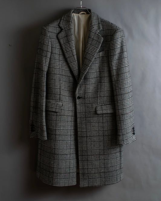 "RAF SIMONS" 20-21AW Glen check pattern tailored shape coat