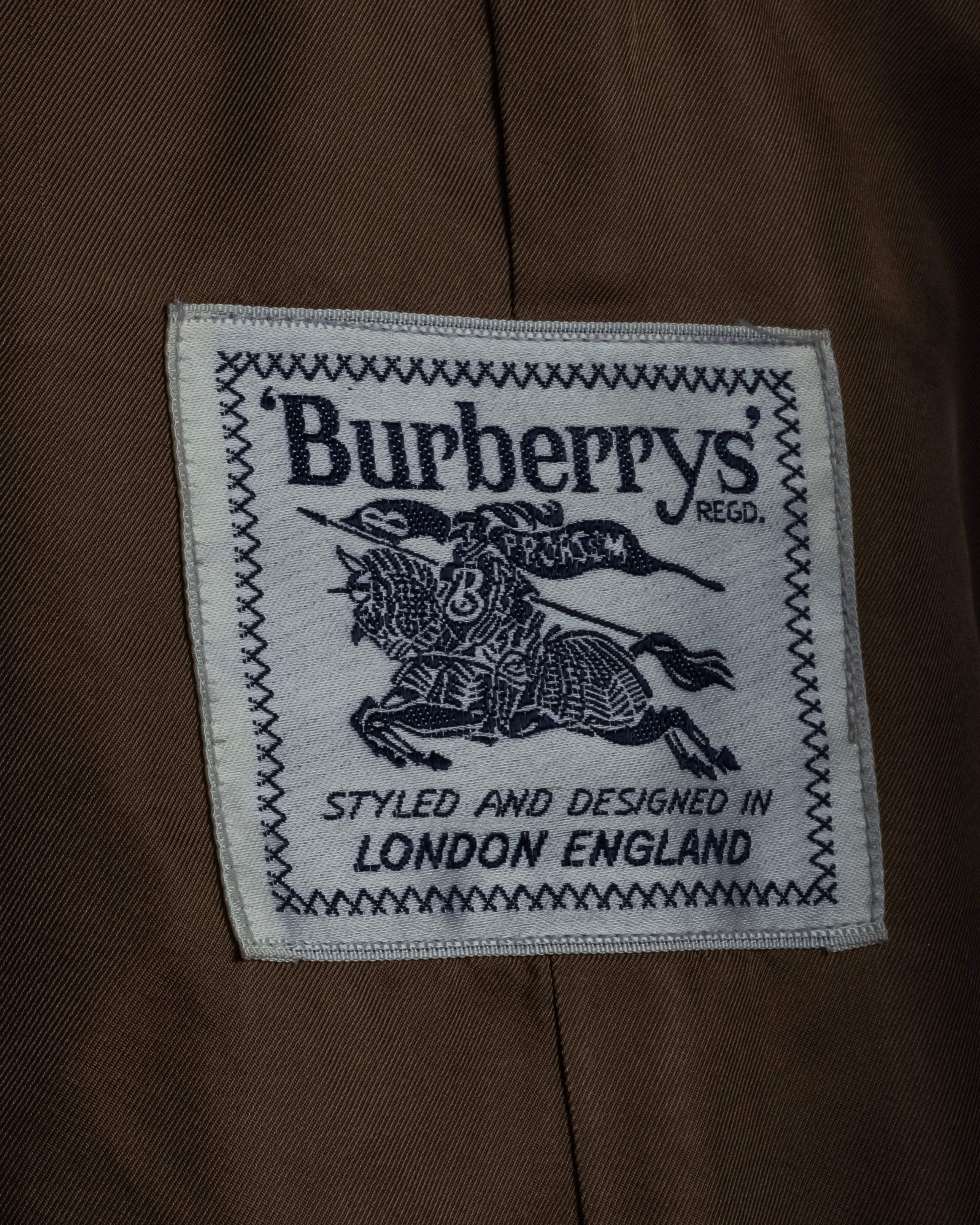 "BURBERRYS" Houndstooth pattern belted stand collar coat