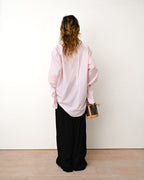 HERMES/ Oversized French Cuffed Contrast Collar Dress Shirt Pink