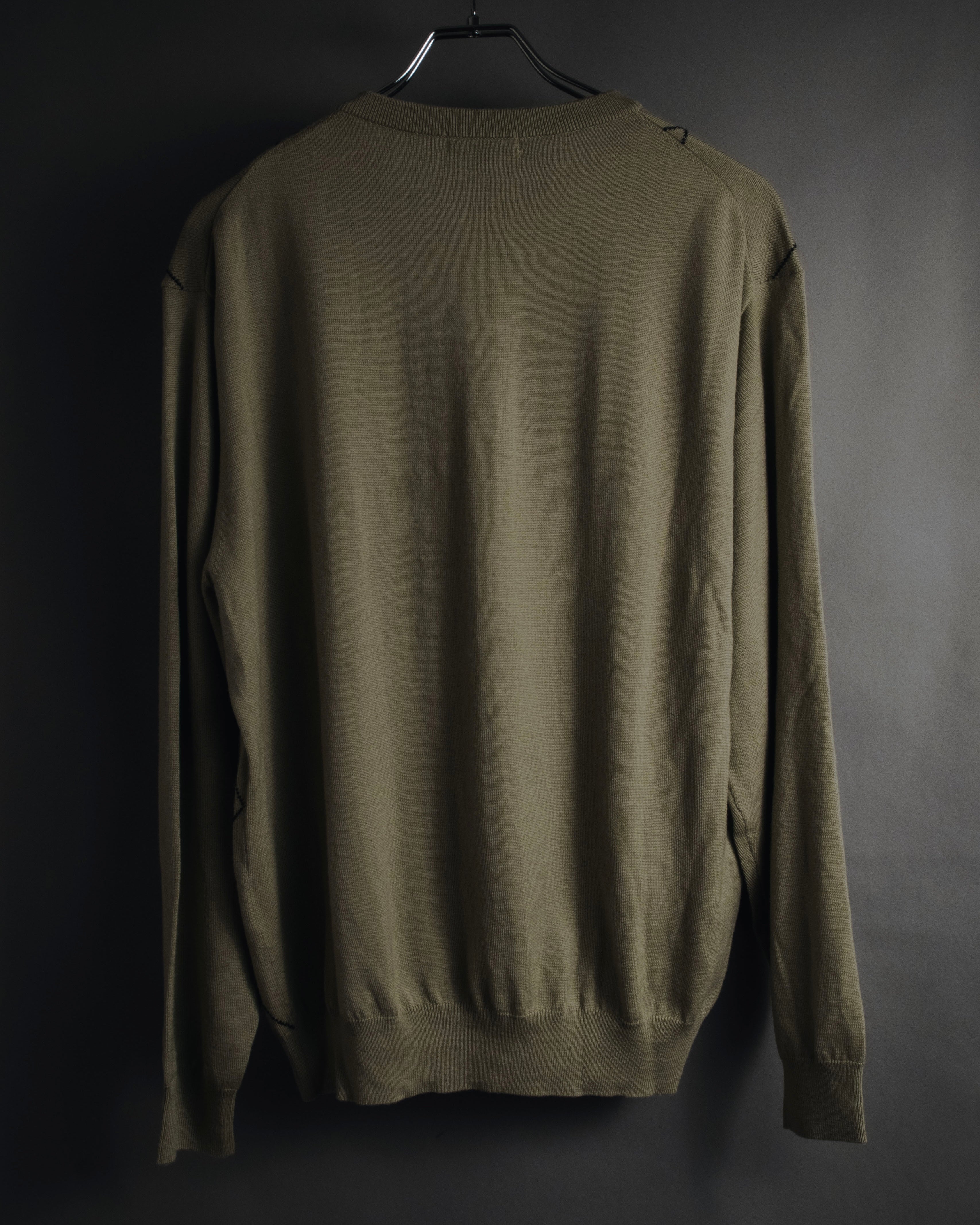 "BURBERRY" 00’s classic argyle v-neck wool knit
