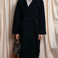 "Vintage large lapel design belted long gown coat"