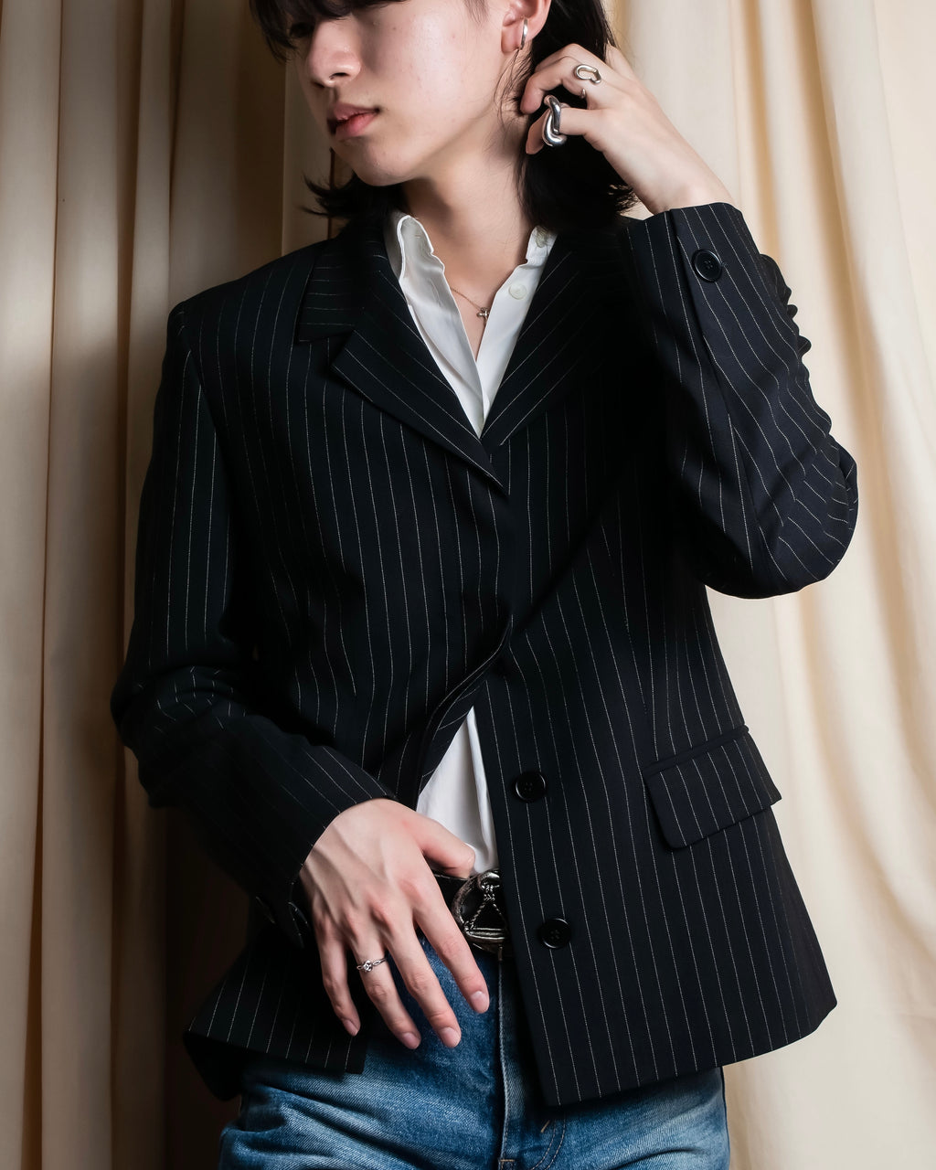"Max Mara" Pinstripe short length tailored jacket
