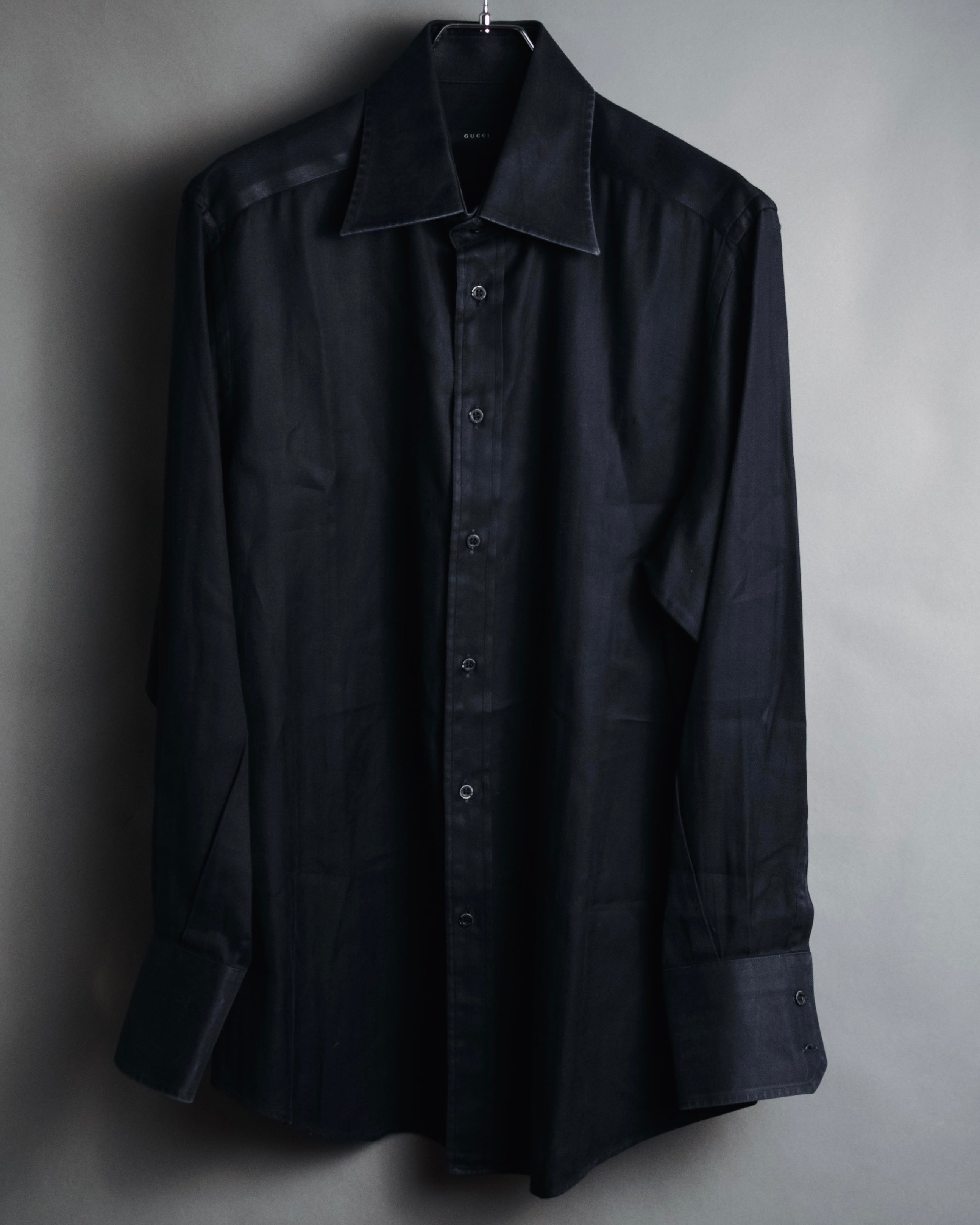 "GUCCI" 2008-2010 Herringbone wide collar dress shirt