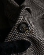 "YVES SAINT LAURENT" Glen plaid oversized wool tailored jacket