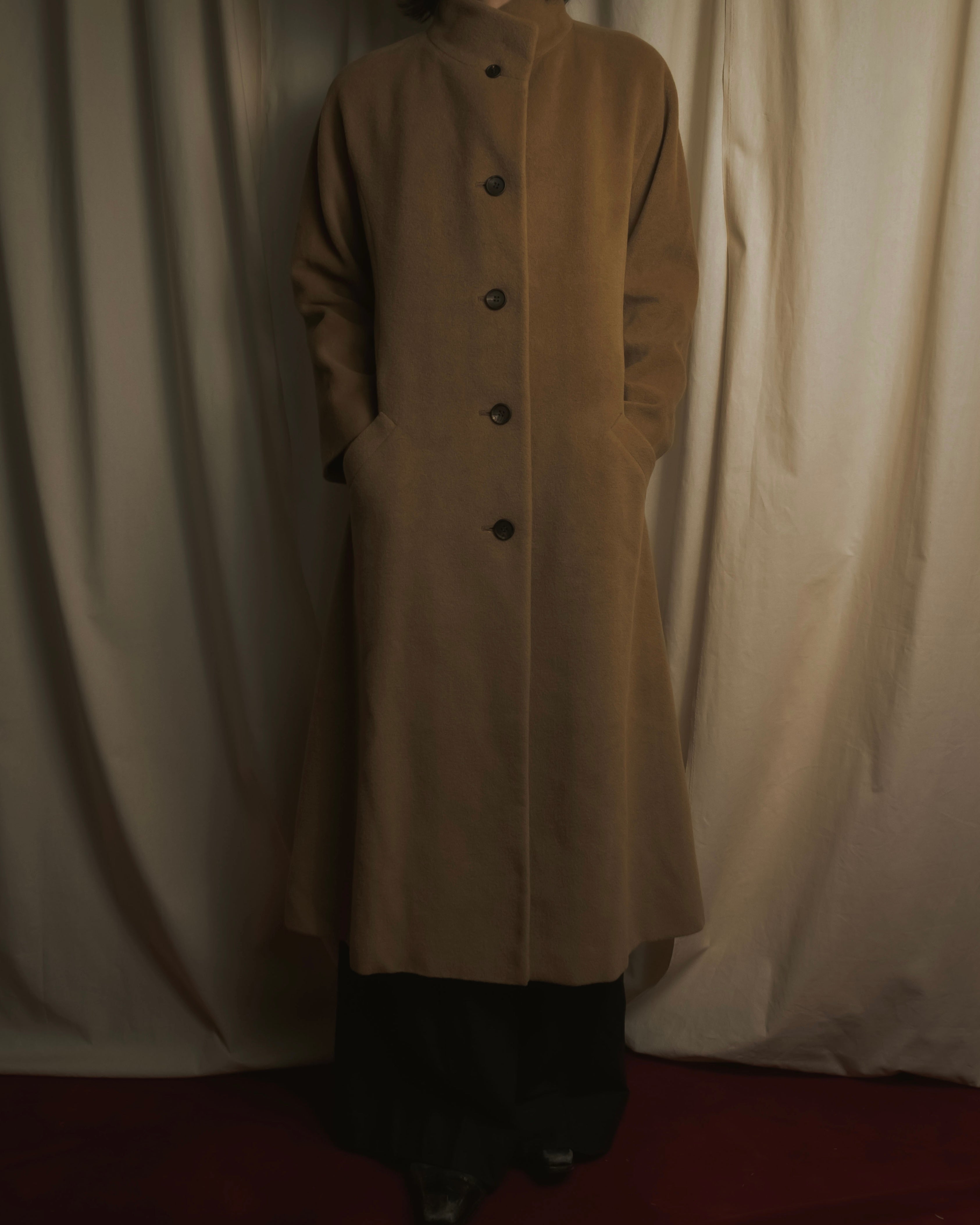 "ISSEY MIYAKE" 03AW Angora wool blend flared silhouette coat