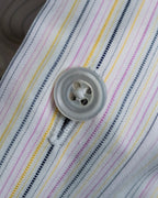 "HERMES" Multi-stripe pattern hand-sewn nuance cotton shirt