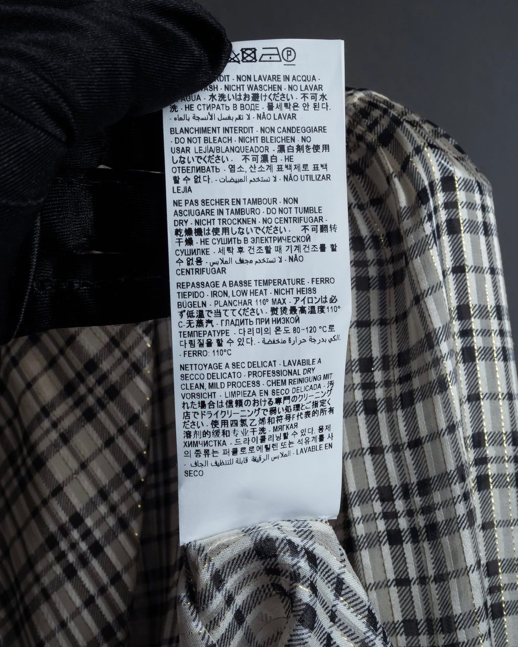 "Saint Laurent" Lame check pattern bow tie shirt