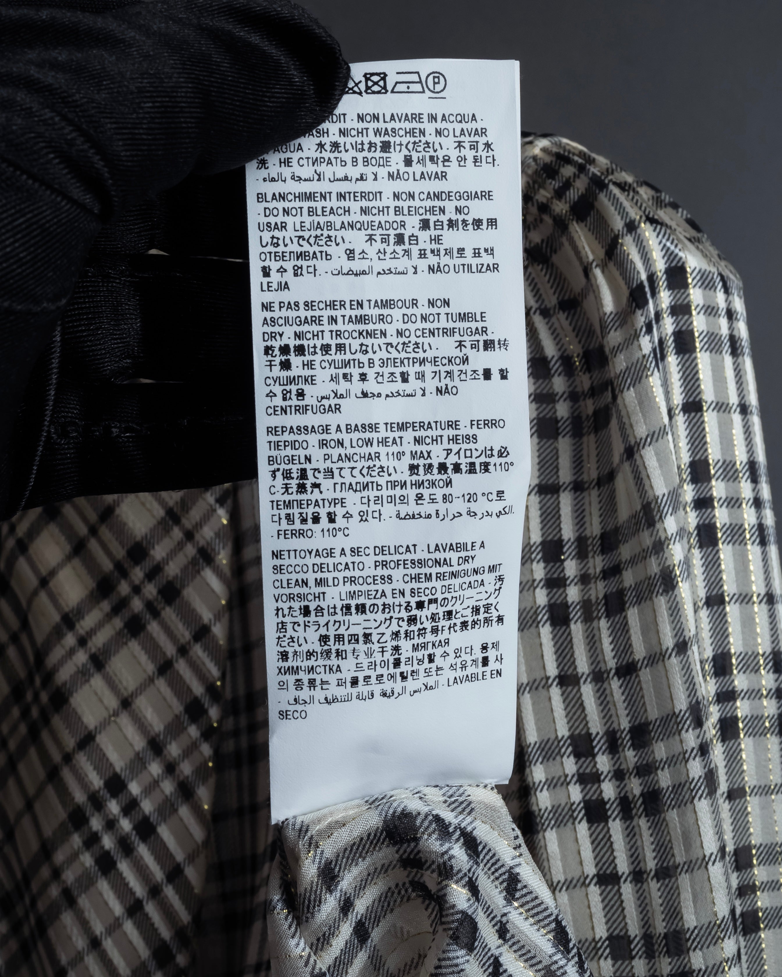 "Saint Laurent" Lame check pattern bow tie shirt