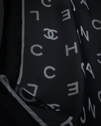 "CHANEL" Typography logo engraved large scarf
