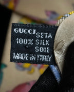 "GUCCI" Colorful fish motif silk neck tie