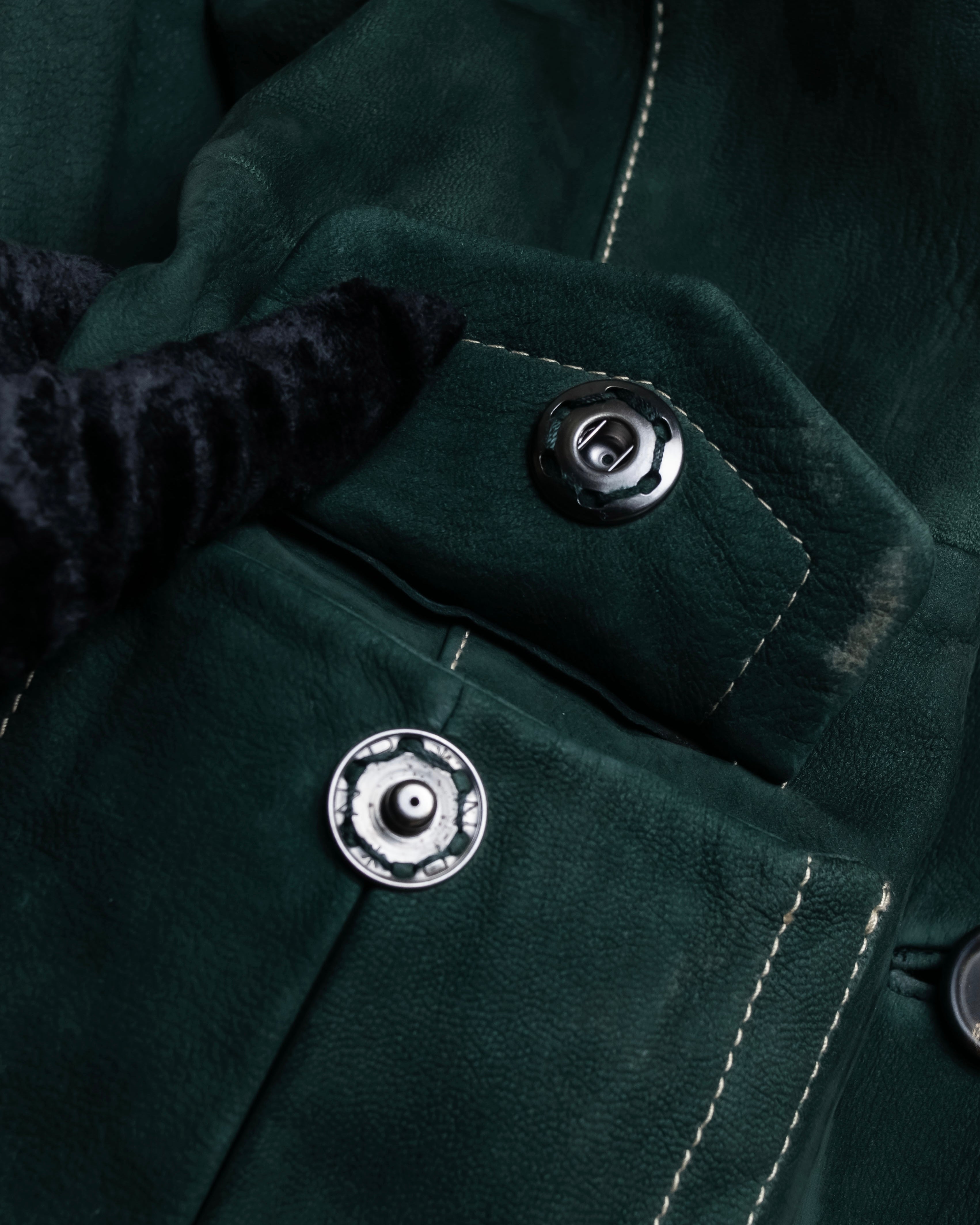 "PRADA" Stitching design suede belted coat