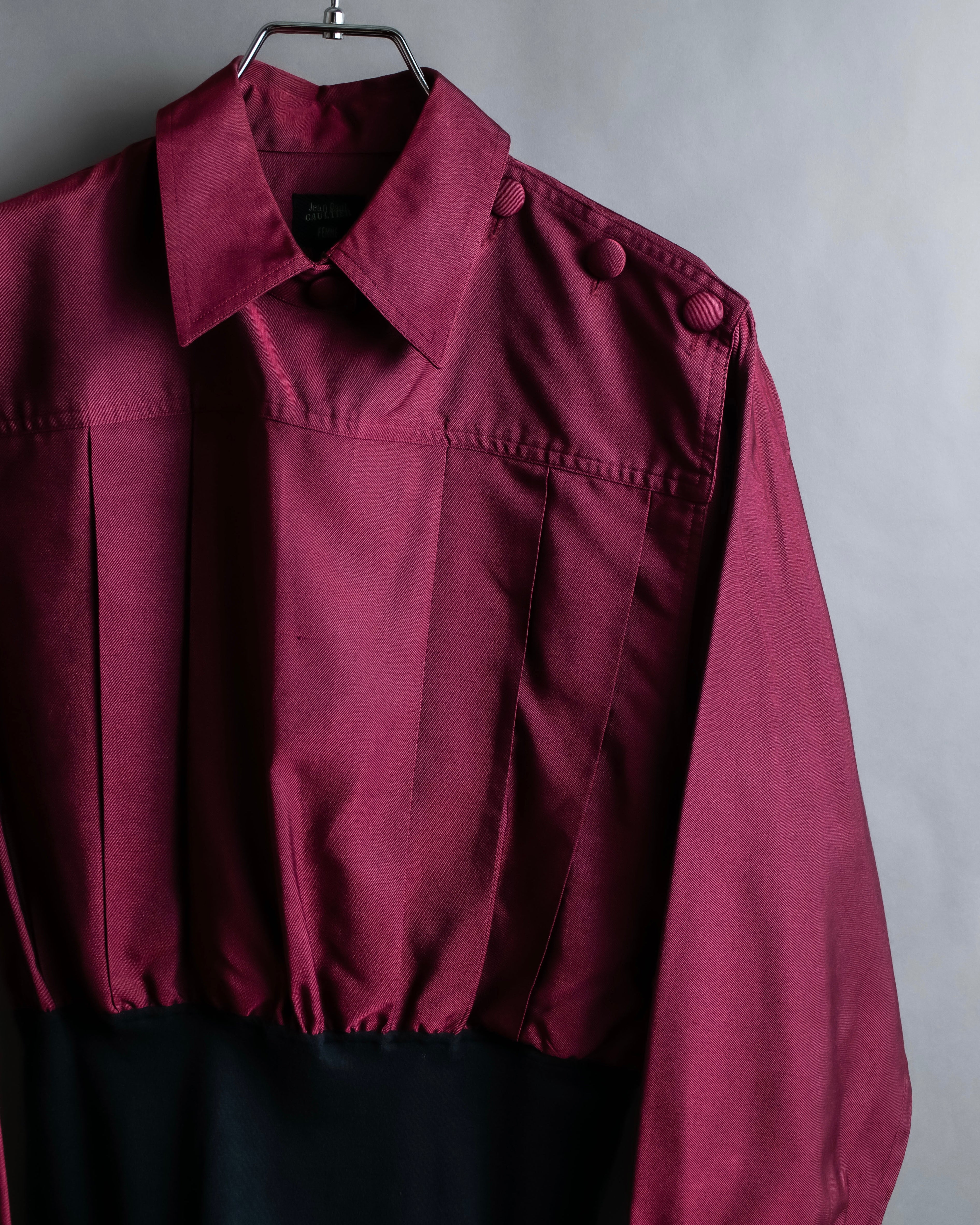 "JEAN PAUL GAULTIER FEMME"
 Waist different material switching design shirt