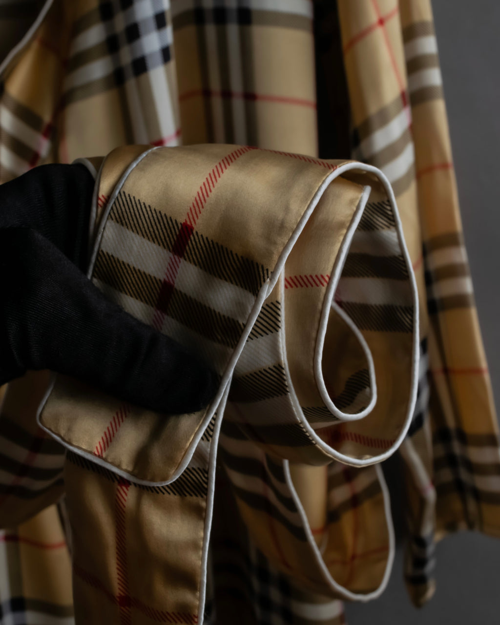 "BURBERRYS" Nova check maxi length silk gown coat