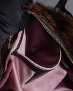 "FALORNI ITALIA LE BORSE" Mink fur leather combination design bag