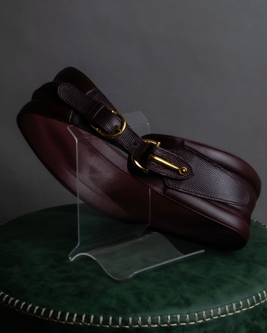 "GUCCI" Equus-derived bordeaux leather belt