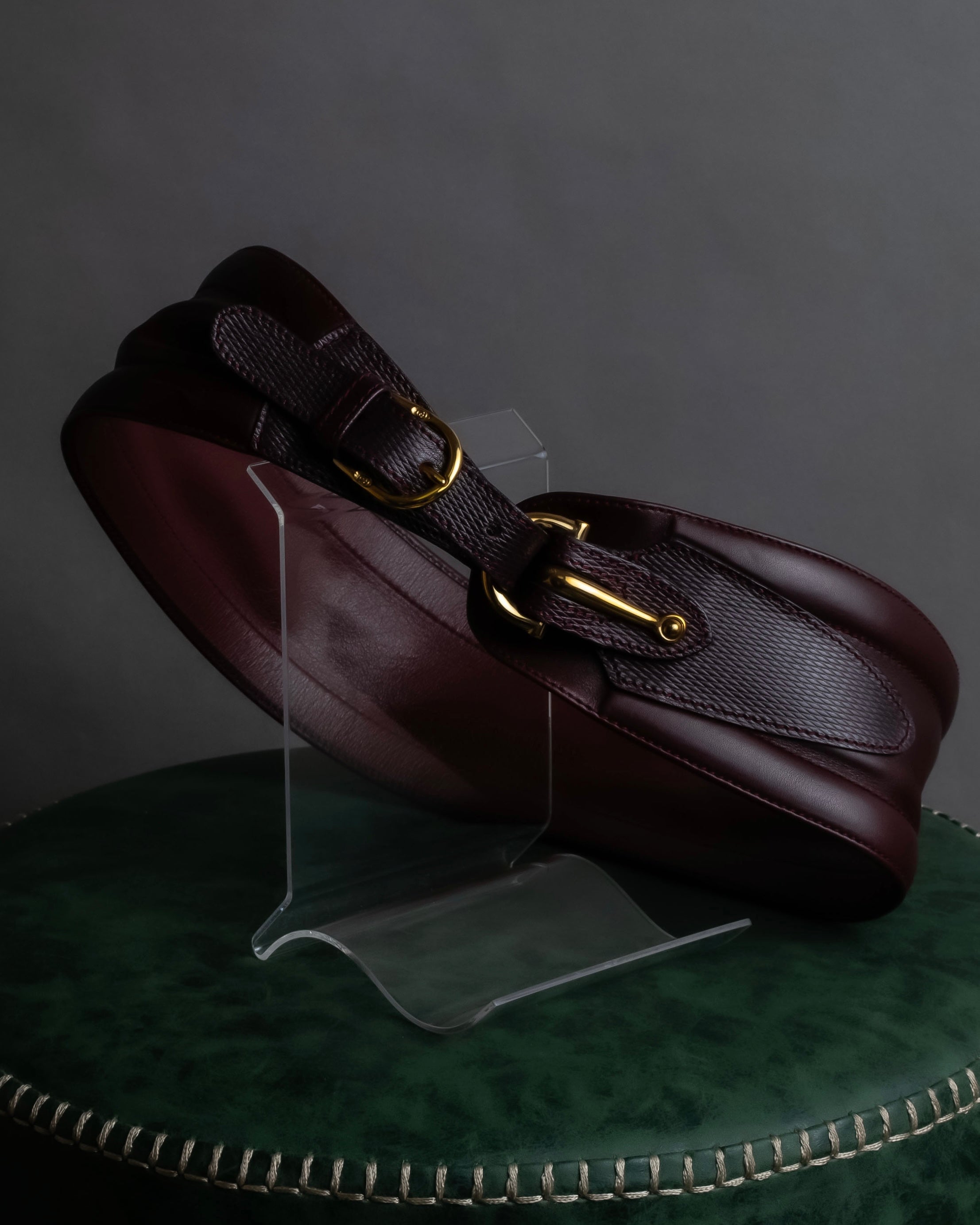"GUCCI" Equus-derived bordeaux leather belt