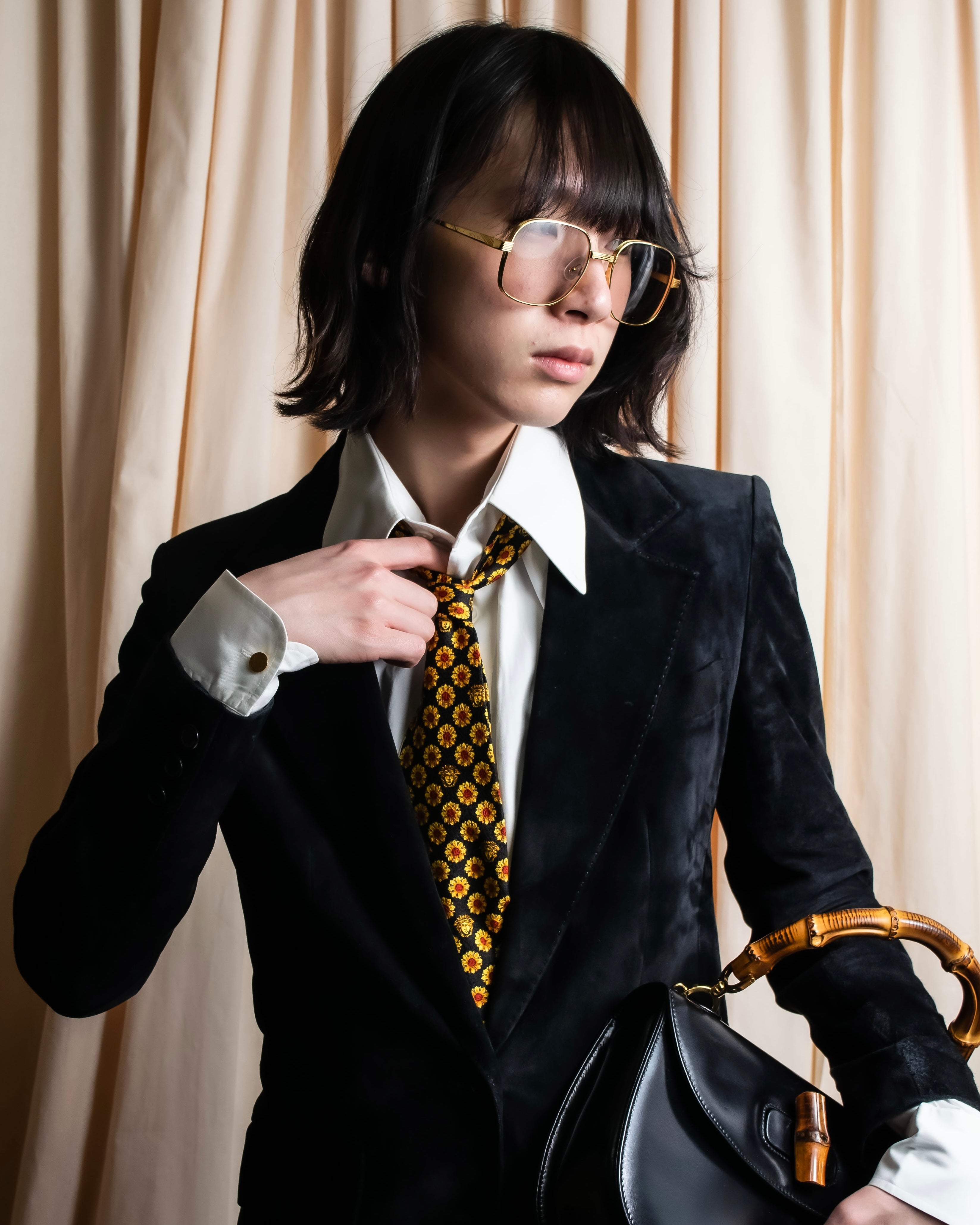 "GIANNI VERSACE" Sunflower medusa pattern necktie