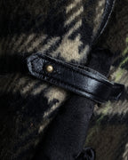 "BURBERRY" Leather switching design check tweed coat