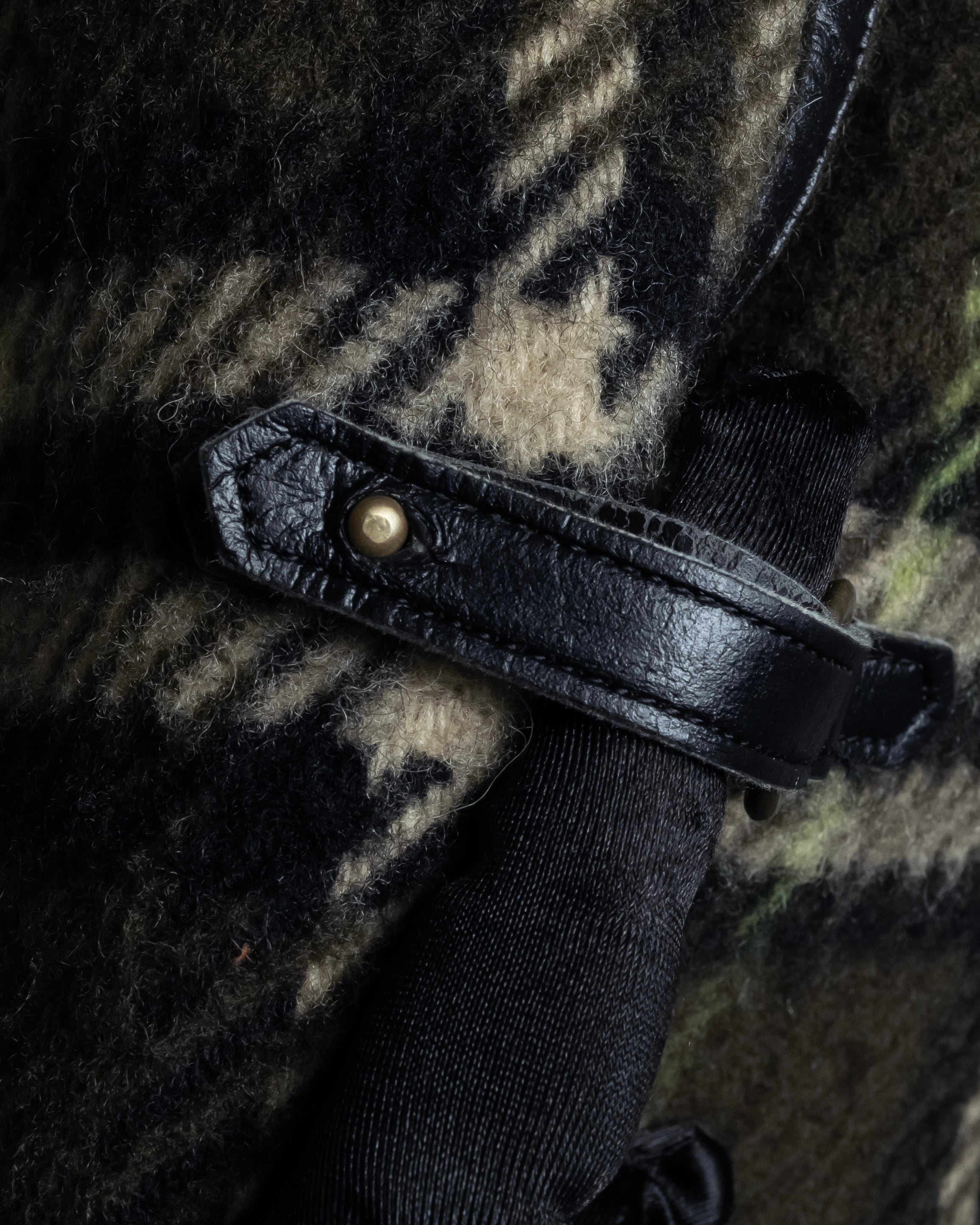 "BURBERRY" Leather switching design check tweed coat