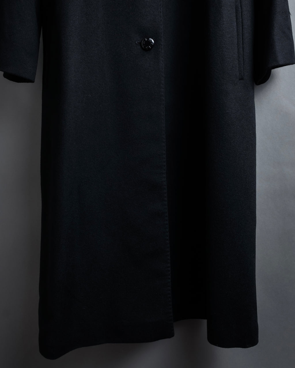 "BALMAIN" Raglan sleeve 100% cashmere stand collar coat