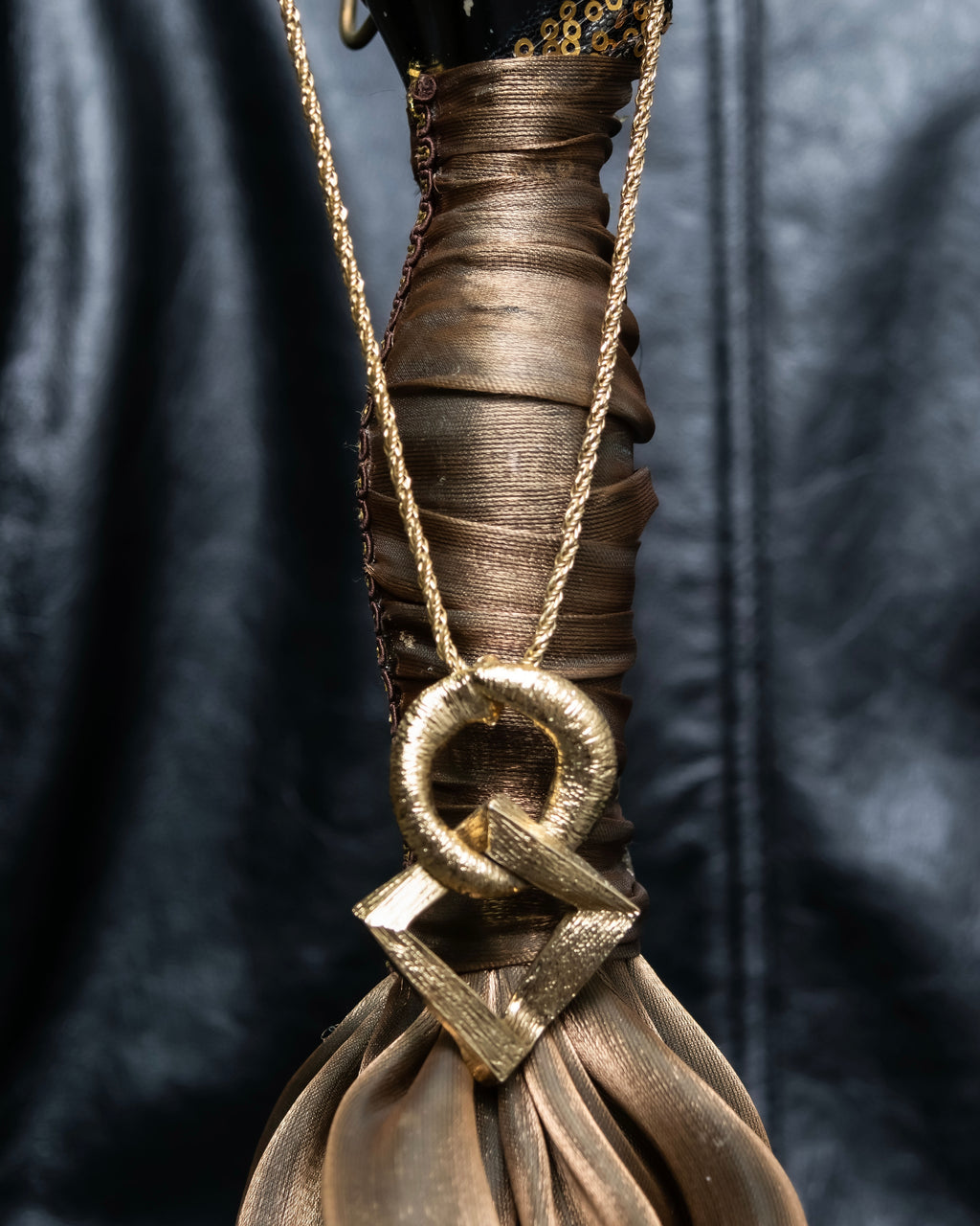 “Yves Saint Laurent” antique processed gold chain necklace
