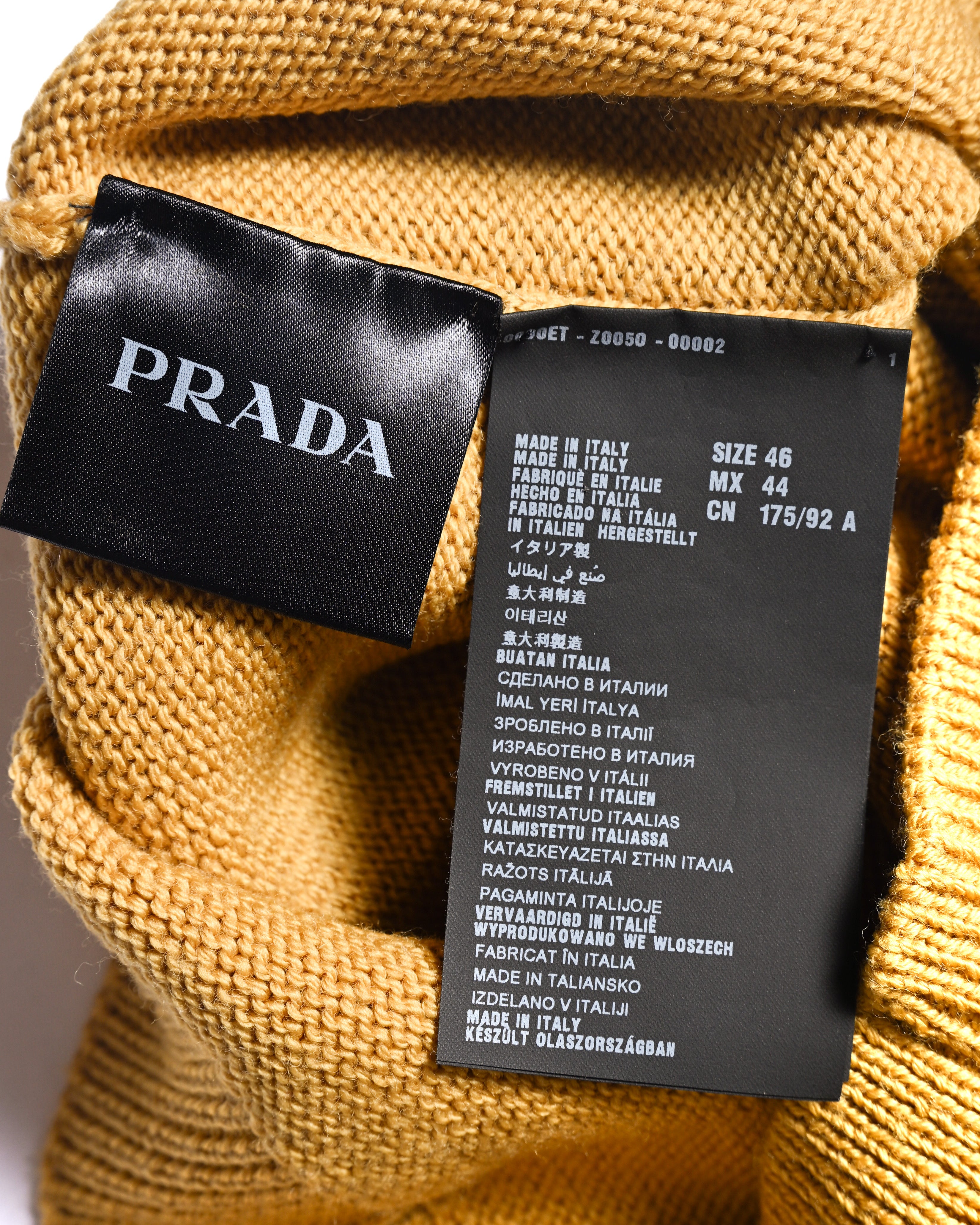 PRADA/ Classic Chunky Knit Crew Neck Sweater Mustard Yellow