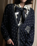 "Vintage abstract polka dot knit cardigan"