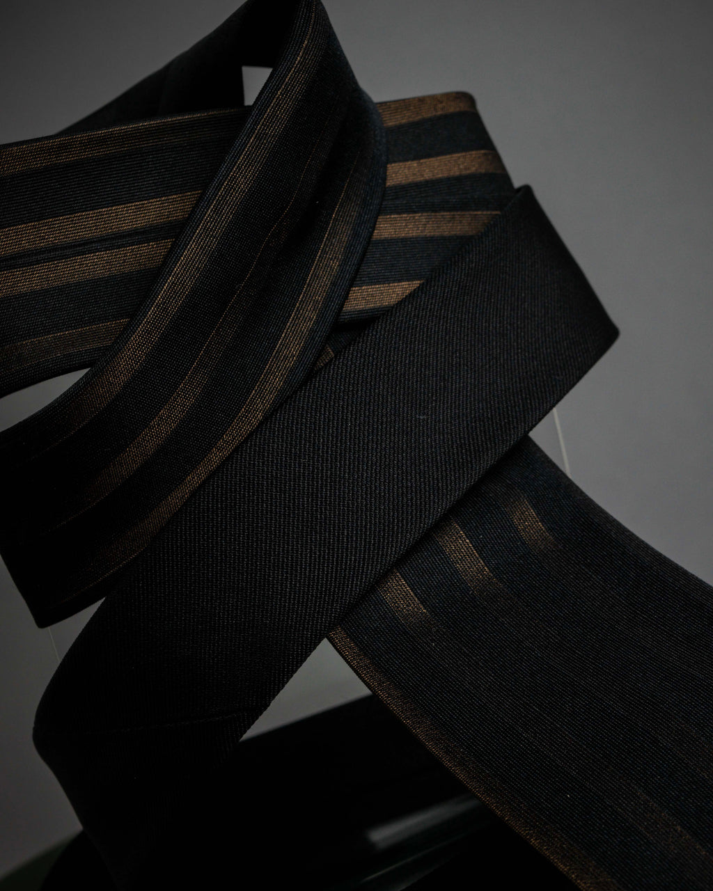 "JEAN PAUL GAULTIER" Tribal circle motif design striped silk neck tie