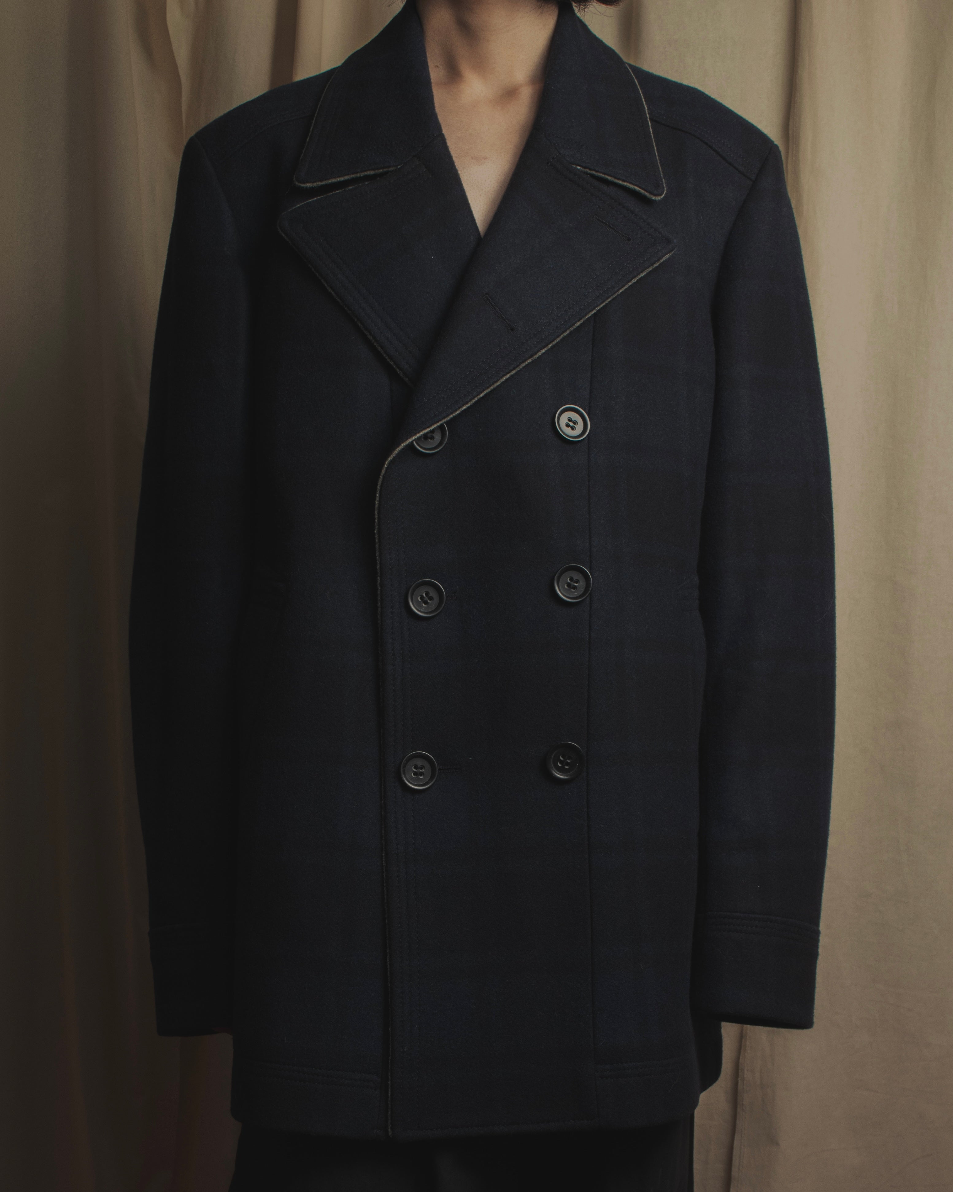 "HUGO BOSS" Double-breasted plaid coat