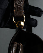 "GUCCI" Bar-shaped fastener design leather shoulder bag