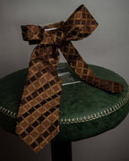 "GUCCI" Chain plaid design silk neck tie