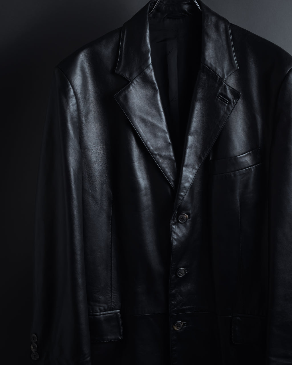 "Salvatore Ferragamo" Straight silhouette leather tailored jacket