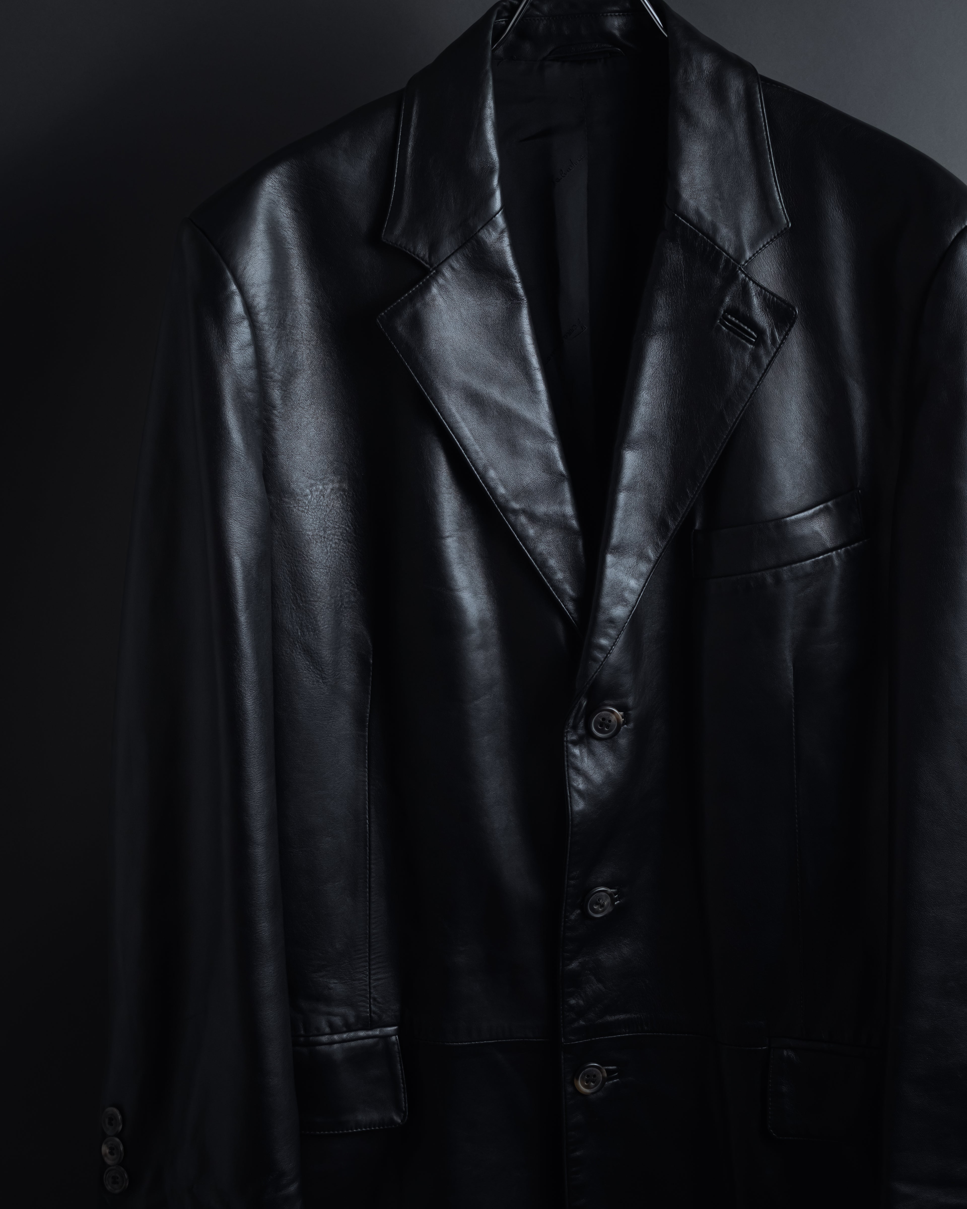 "Salvatore Ferragamo" Straight silhouette leather tailored jacket