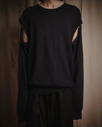 "Maison Margiela" Deconstructed arm-slit crewneck knit pullover