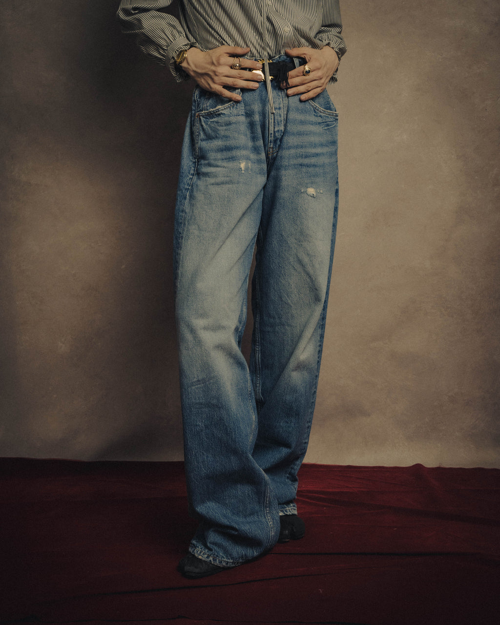 -SPECIAL- “SAINT LAURENT” 2023’s Long extreme baggy faded denim jeans