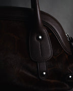 –SPECIAL– "Salvatore Ferragamo" 00’s calf hair gancini rattan accent handbag