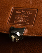 "BURBERRYS" Horizontally shaped brown leather one-handle bag