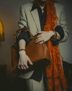 -SPECIAL- “HERMÈS” 2000’s-2010’s orange floral mesh lace stole