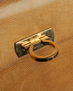 -SPECIAL- “Salvatore Ferragamo” 90’s lizard leather gancini 2way flap bag