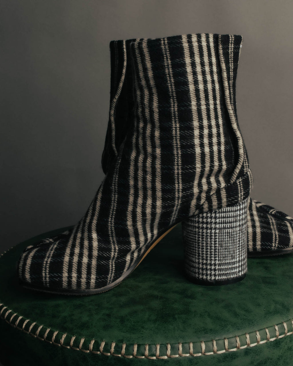 -SPECIAL- "Maison Margiela"2015's Tabi striped fabric ankle boots