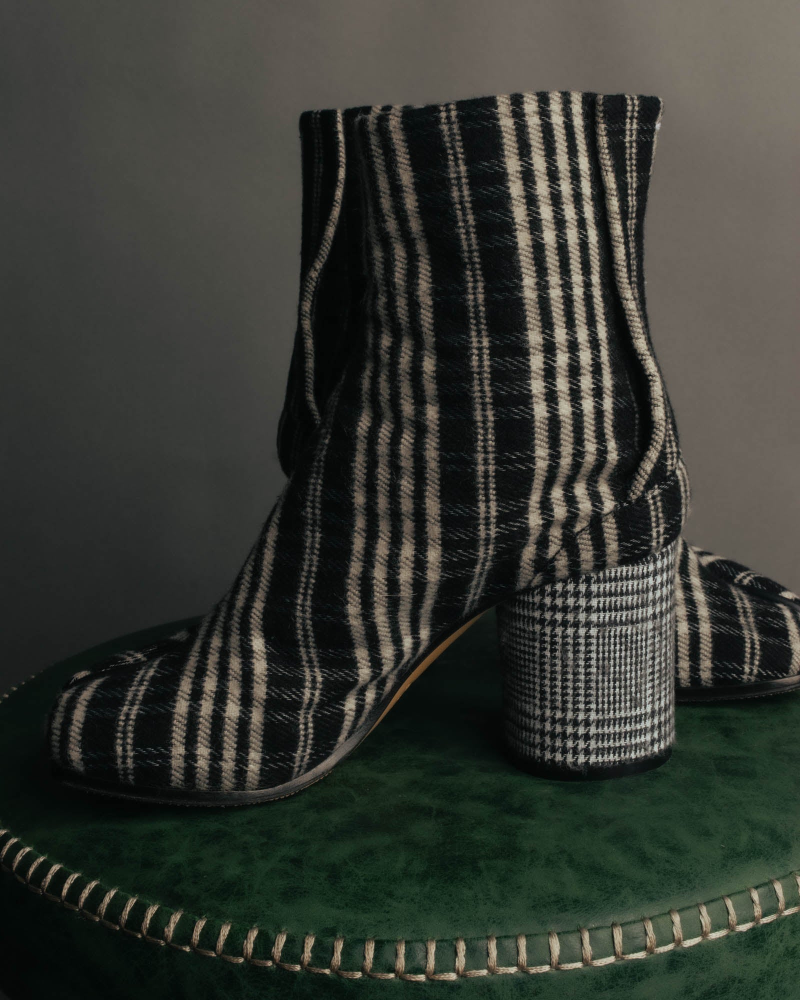 -SPECIAL- "Maison Margiela"2015's Tabi striped fabric ankle boots