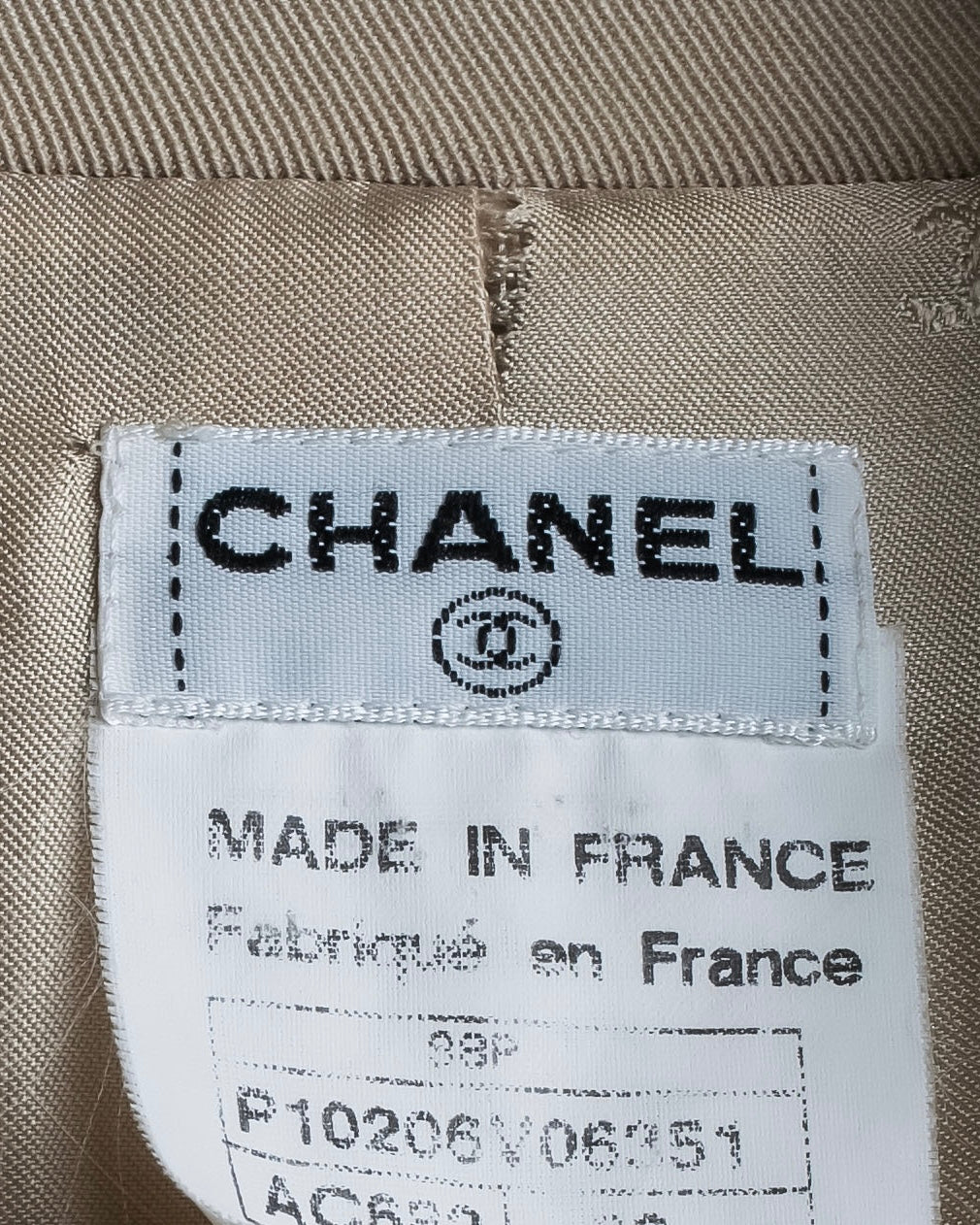 "CHANEL" Large lapel double breasted straight line coat