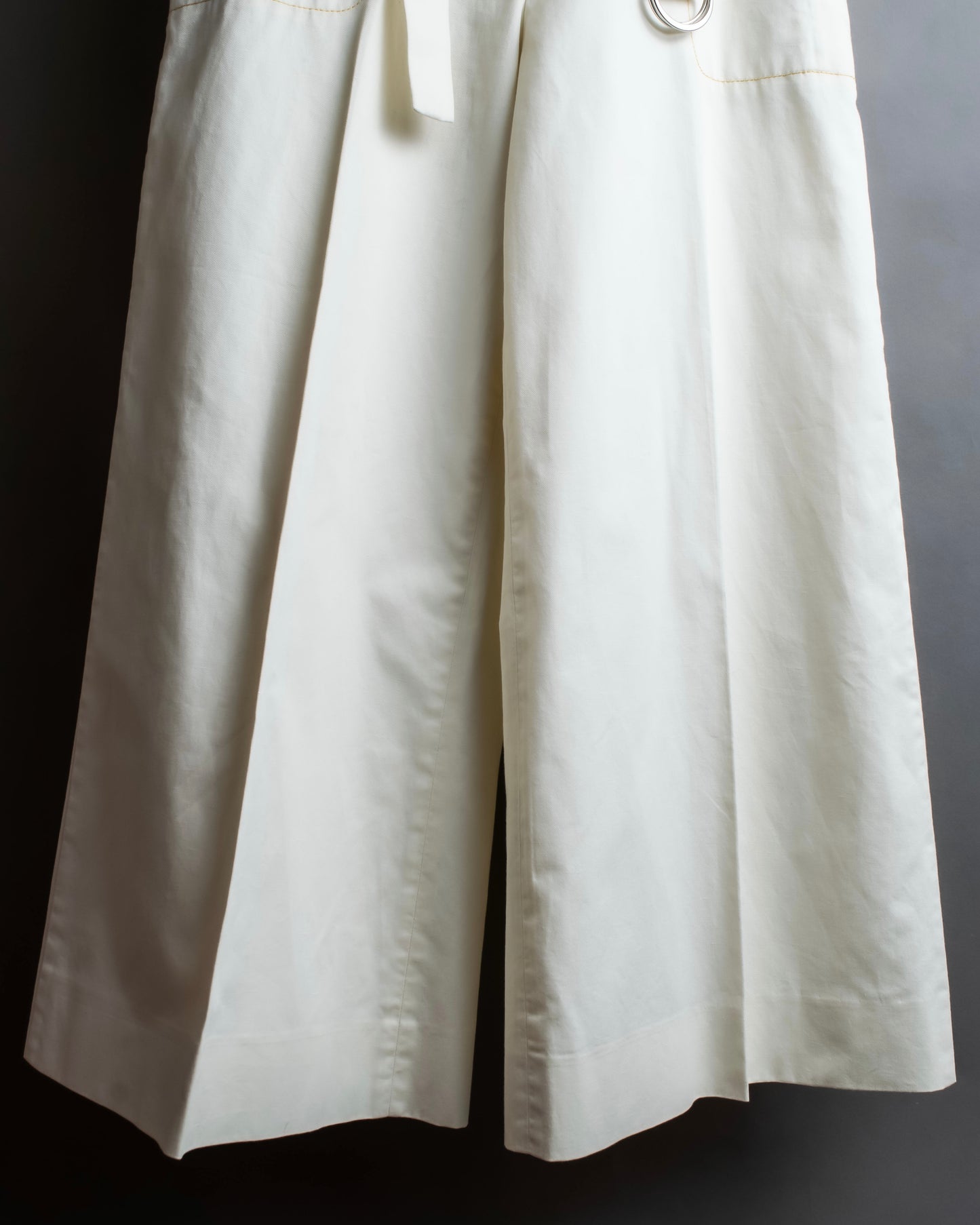 "MAISON MARGIELA" Wide flare silhouette belted cotton linen pants