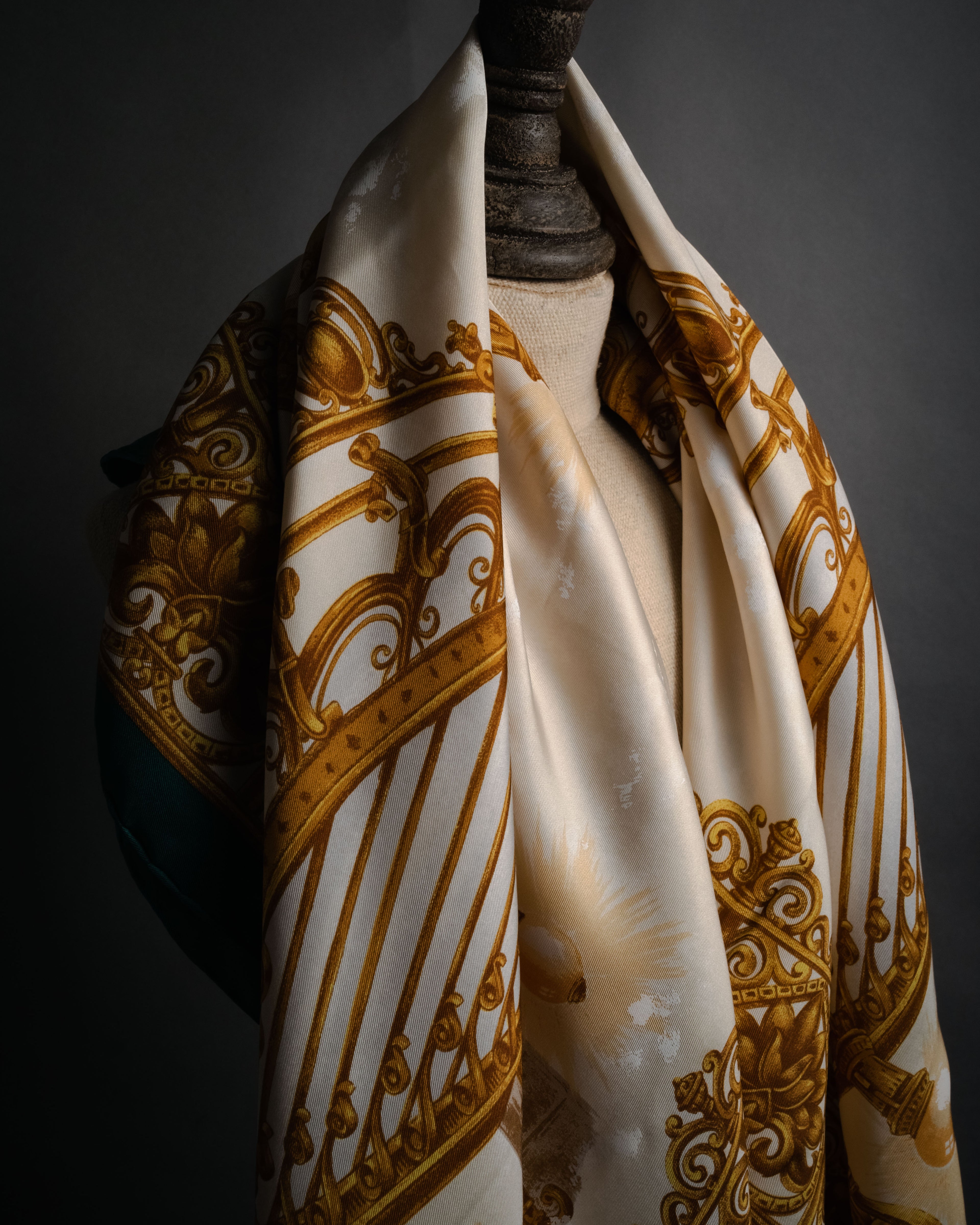 “Christian Dior” 80’s-90’s Baroque lamp motif silk scarf