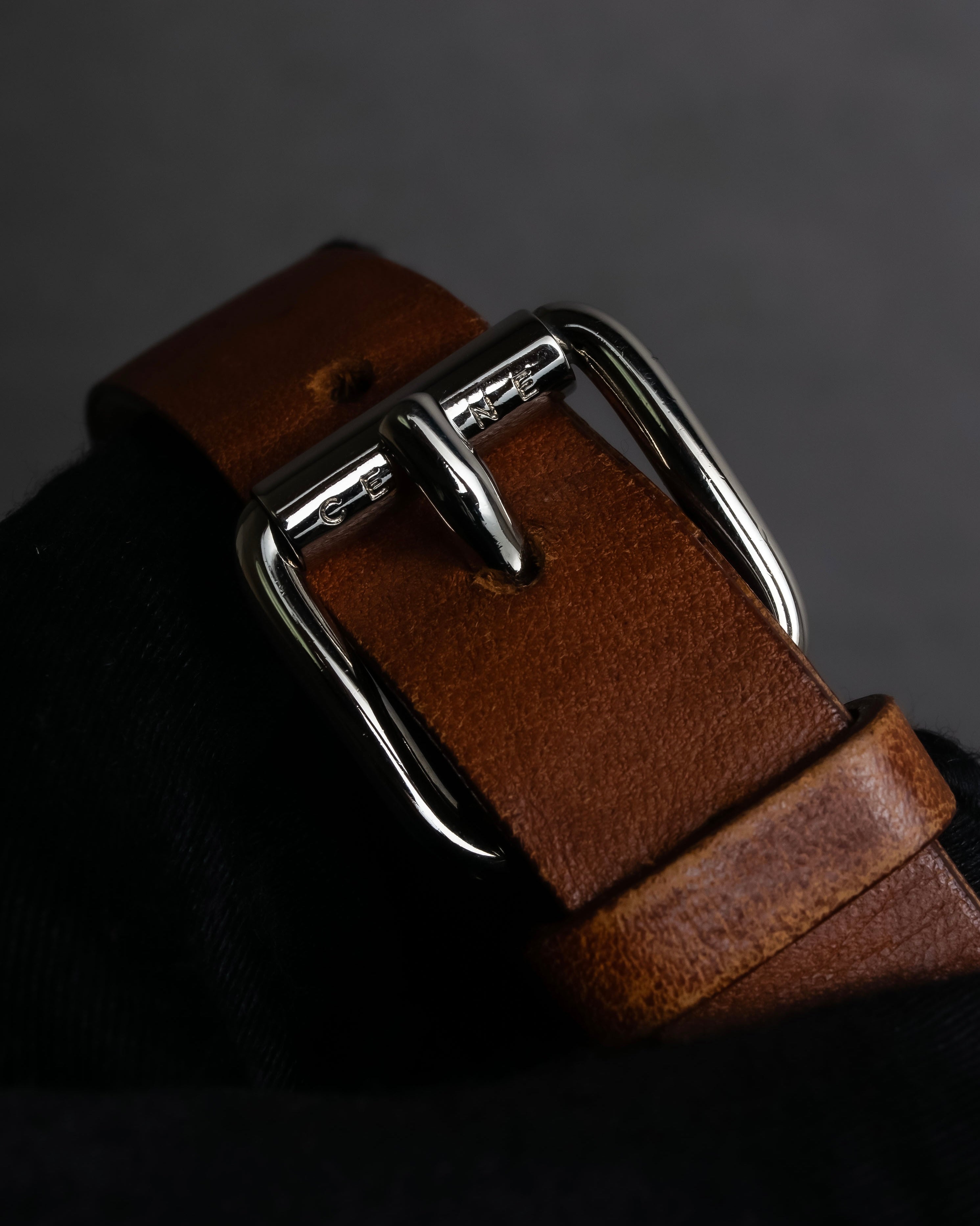 "CELINE" Oval link chain design leather combination belt